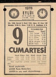 9 Eylül 1978 Takvim Yaprağı - Doğum Günü Hediyesi EFM(N)9758 - 2