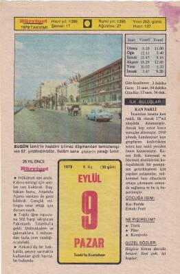 9 Eylül 1979 Takvim Yaprağı -Doğum Günü Hediyesi EFM(N)6350 - 1