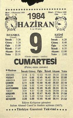 9 Haziran 1984 Takvim Yaprağı - Doğum Günü Hediyesi EFM(N)11638 - 1