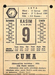 9 Kasım 1973 Takvim Yaprağı - Doğum Günü Hediyesi EFM(N)10712 - 4