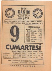 9 Kasım 1974 Takvim Yaprağı EFM(N)3319 - 2