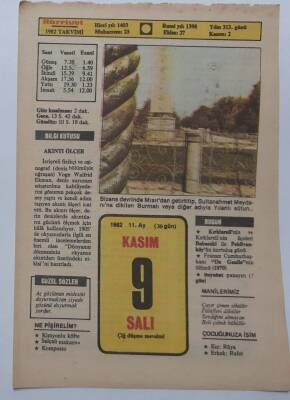 9 Kasım 1982 Takvim Yaprağı - Doğum Günü Hediyesi EFM(N)7345 - 1