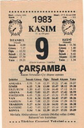 9 Kasım 1983 Takvim Yaprağı EFM(N)3953 - 3