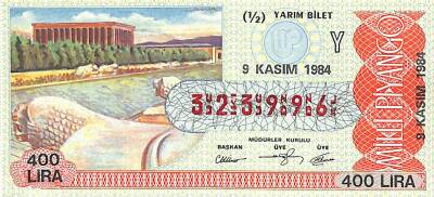 9 Kasım 1984 Piyango Bileti Yarım Bilet PYB6330 - 1