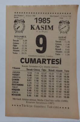 9 Kasım 1985 Takvim Yaprağı - Doğum Günü Hediyesi EFM(N)6685 - 1