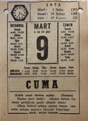 9 Mart 1973 Takvim Yaprağı - Doğum Günü Hediyesi EFM(N)8075 - 2