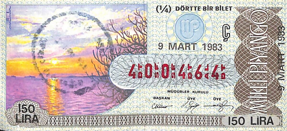 9 Mart 1983 Piyango Bileti Çeyrek Bilet PYB6501 - 1