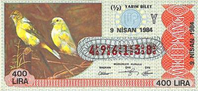 9 Nisan 1984 Piyango Bileti Yarım Bilet PYB6315 - 1