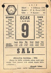 9 Ocak 1973 Takvim Yaprağı - Doğum Günü Hediyesi EFM(N)10818 - 4