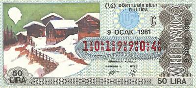 9 Ocak 1981 Piyango Bileti Çeyrek Bilet PYB6338 - 1