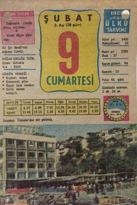 9 Şubat 1980 Takvim Yaprağı - Doğum Günü Hediyesi EFM(N)7833 - 1