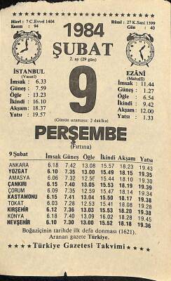 9 Şubat 1984 Takvim Yaprağı - Doğum Günü Hediyesi EFM(N)11799 - 1