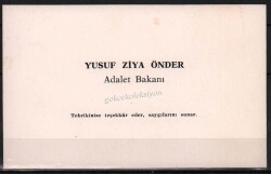 Adalet Bakanı Yusuf Ziya Önder Kartvizit EFM466 - 1