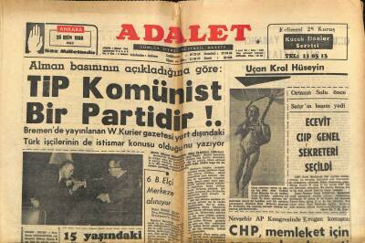 Adalet Gazetesi 25 Ekim 1966 - Ayten Gökçer Ve Zeliha Berksoy Kaktüs Çiçeğinde - TİP Komünist Bir Partidir !. GZ121777 - 1