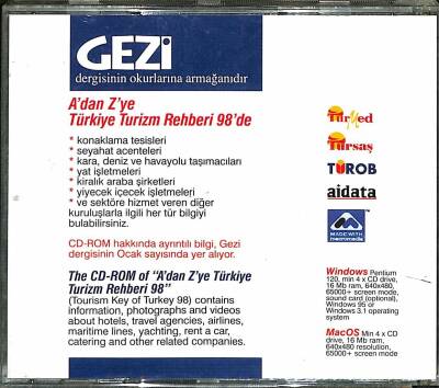 Adan Zye Türkiye Turizm Rehberi 1998 CD (108) CD3431 - 2