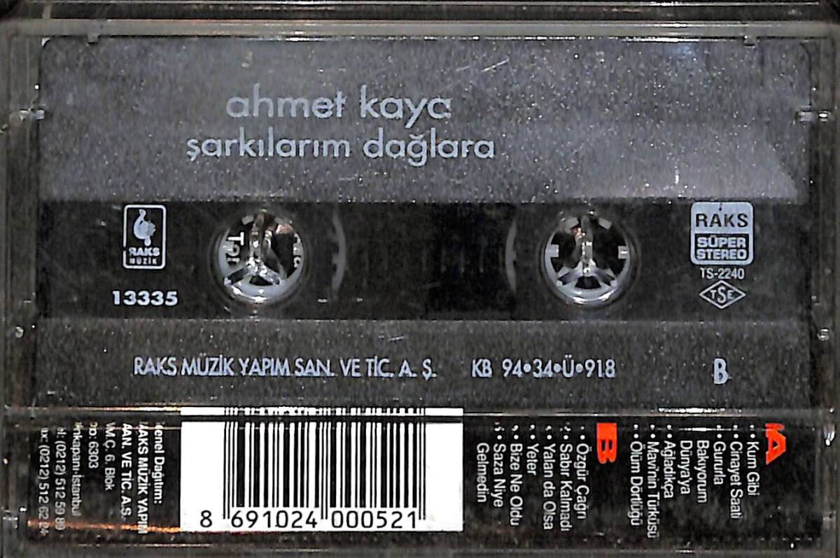 Ahmet Kaya - Şarkılarım Dağlara Kaset (İkinci El) KST26524 - 2