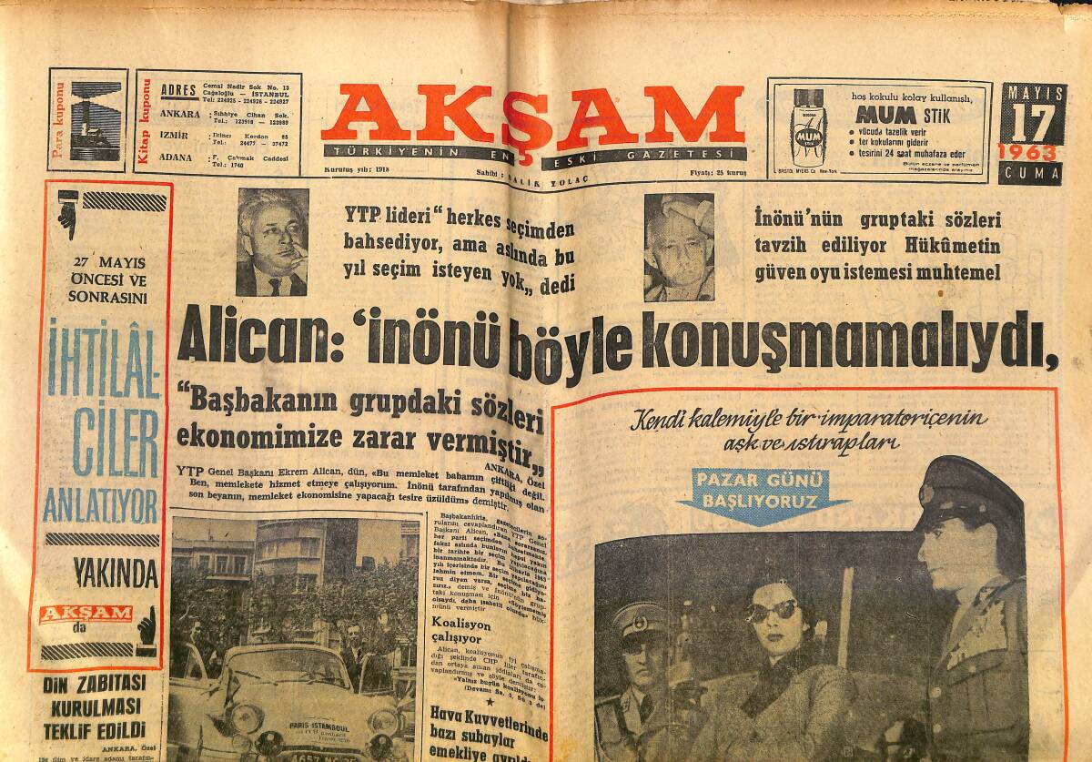 Akşam Gazetesi 17 Mayıs 1963 - Metin Oktay Nihayet Necmi'ye Hayatının İlk Golünü Attı - Pele GZ153457 - 1