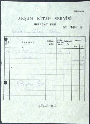 AKŞAM KİTAP SERVİSİ İhracat Fişi - Giresun İhsan Kayaya EFM(N)11560 - 1