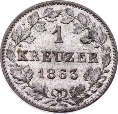 Alman Devletleri *Baverya Krallığı* 1 Kreuzer 1863 Gümüş ÇİL YMP10726 - 1