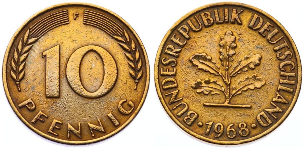 Almanya 10 Fenik 1968 F Setten Çıkma YMP6869 - 1