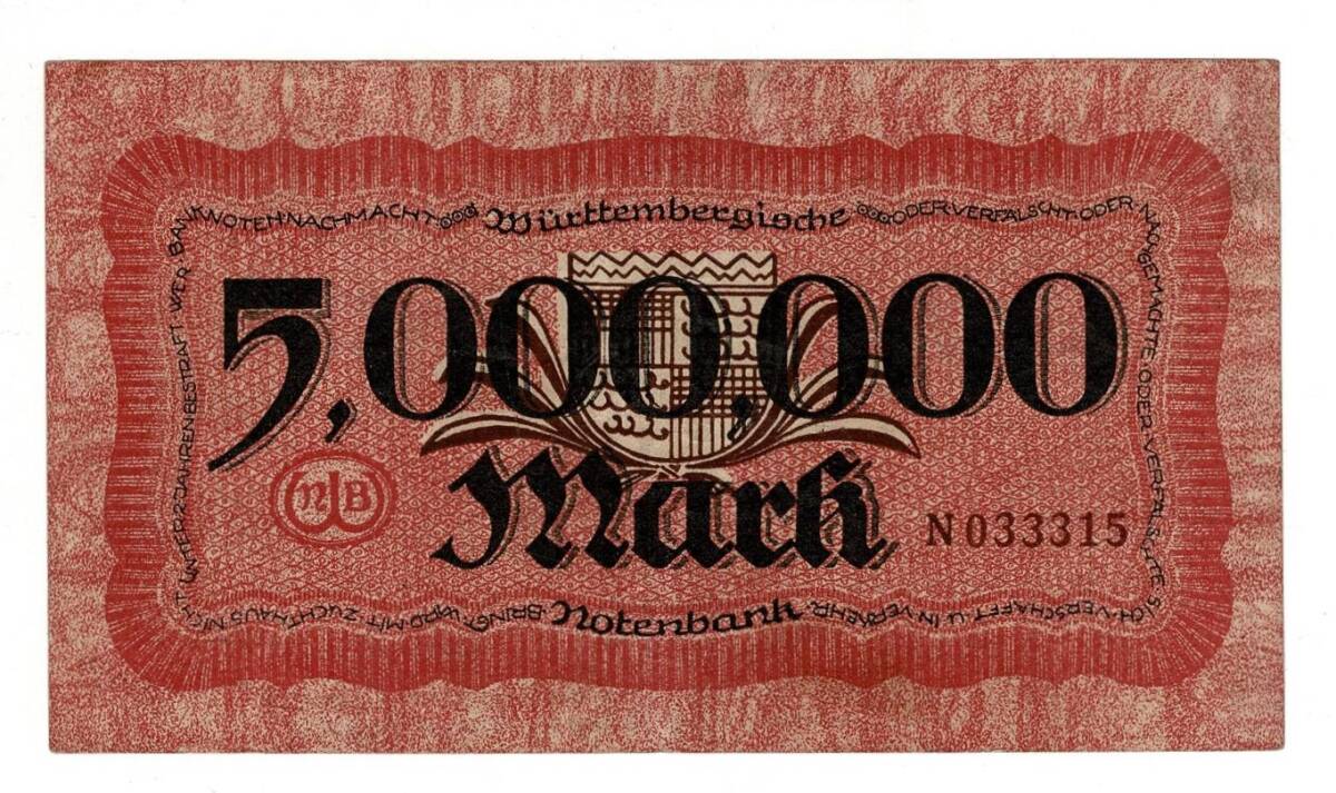 Almanya *Stuttgart* 5 Milyon Mark 1923 ÇÇT - YKP7989 - 1