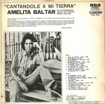 Amelita Baltar – Cantandole A Mi Tierra 1973 Uruguay LP (109) PLK17758 - 2