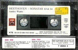 Andre Watts Beethoven Sonatas 13 & 14 Kaset KST23632 - 2