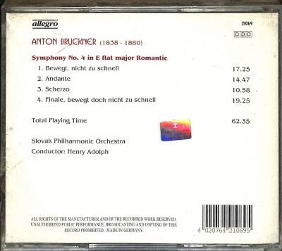 Anton Bruckner Symphony No.4 Symphonie Nr.4 (CD Sıfırdır) CD2872 - 8