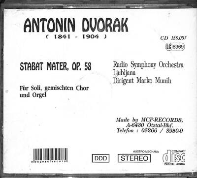 Antonin Dvorak - Stabat Mater Op.58 (CD Sıfırdır) CD2860 - 8