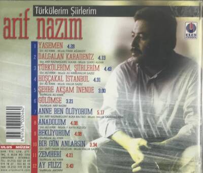 Arif Nazım * Türkülerim Şiirlerim * ( İkinci El ) CD Müzik CD967 - 2