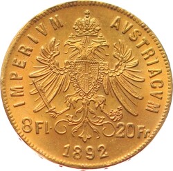 Avusturya 8 Florin 1892 Altın *Franz Joseph I * ÇİL YMP10938 #631 - 2