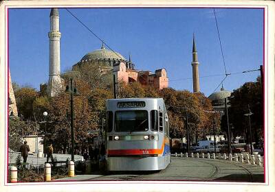 Ayasofya Önünde Hızlı Tren Kartpostal KRT19258 - 1