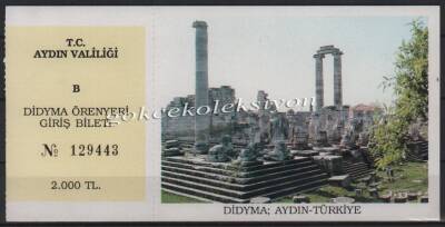 Aydın Valiliği Didyma Örenyeri Giriş Bileti PYB2914 - 1