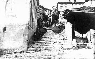 Bartın Kemer Köprü Camii Yolu Siyah-Beyaz Kartpostal KRT7393 - 1