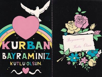 Bayram Kutlama Temalı 2`li Kartpostal KRT10763 - 1