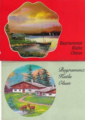 Bayram Kutlama Temalı 2`li Kartpostal KRT10765 - 1