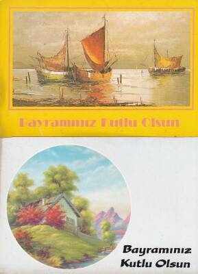 Bayram Kutlama Temalı 2`li Kartpostal KRT10778 - 1