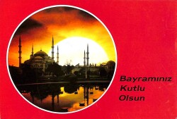 Bayram Kutlama Temalı İstanbul Sultanahmet Camii Kartpostal KRT16035 - 1