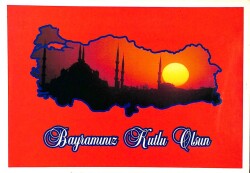 Bayram Kutlama Temalı Kartpostal KRT16037 - 1