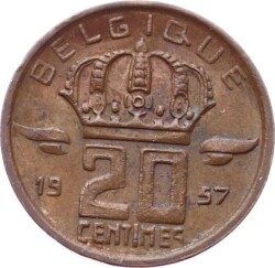 Belçika 20 Centimes 1957 ÇÇT YMP8253 - 2