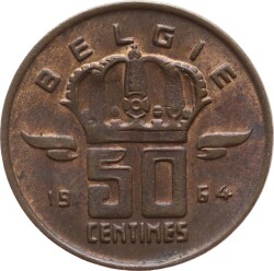 Belçika 50 Centimes 1954 ÇT YMP1900 - 1