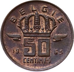 Belçika 50 Centimes 1965 ÇİL YMP6156 - 1