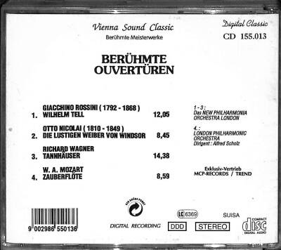 Bermühte Ouvertüren (RossiniNicolaiWagnerMozart) (CD Sıfırdır) CD2856 - 8