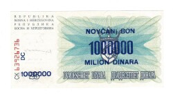 Bosna Hersek 1000000 Dinara (Overprint) ÇİL YKP7766 - 1