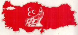 Bozkurt Ve Üç Hilal Simgeli Türkiye Sticker AKS1469 - 1