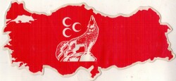 Bozkurt Ve Üç Hilal Simgeli Türkiye Sticker AKS1469 - 2