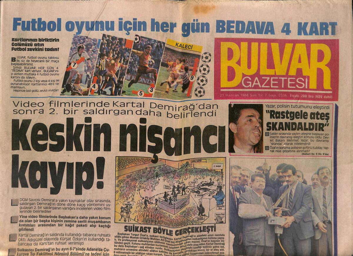 Bulvar Gazetesi 21 Haziran 1988 - Ahu Tuğba : '' Beni Annem Yaktı '' - Özal'ın Siyasi Mirasçıları Belli GZ149489 - 1