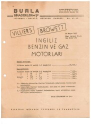 Burla Biraderler- Vıllıers Browett İngiliz Benzin ve Gaz Motorları- Reklam Broşür EFM1013 - 1