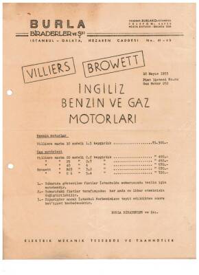 Burla Biraderler- Vıllıers Browett İngiliz Benzin ve Gaz Motorları- Reklam Broşür EFM1013 - 3