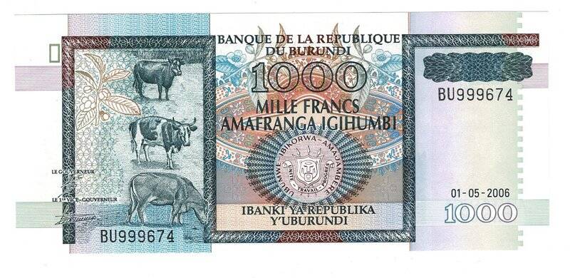 Burundi 1000 Frank 2006 ÇİL YKLP6308 - 1